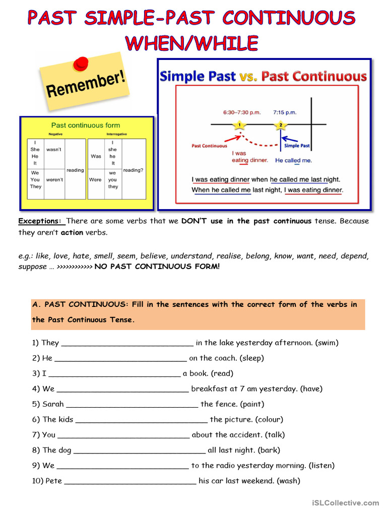 Past Simple and Past Continuous, When-While | PDF | Linguistic ...