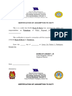 Certification of Assumption To Duty MOE JBRS