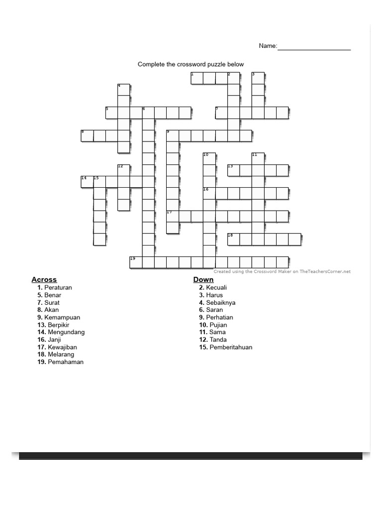 Your Crossword Puzzle Kelas 8 Pdf