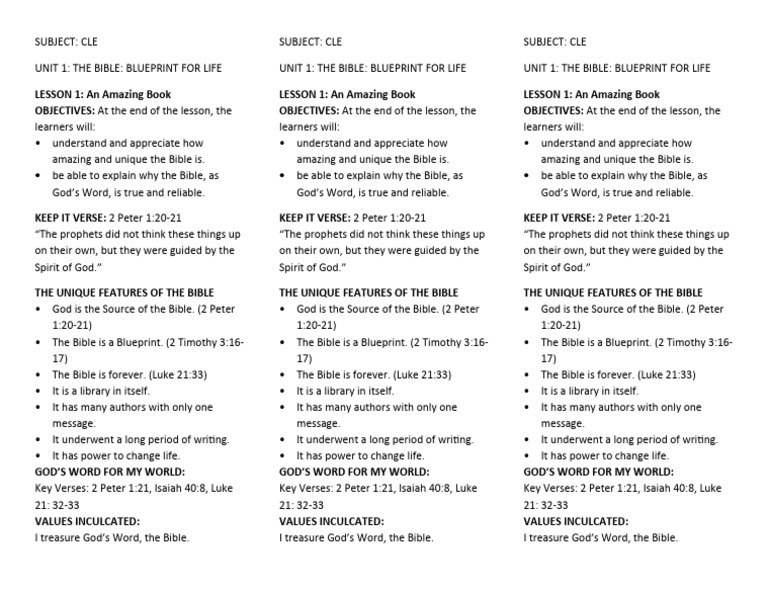 Cle4-6 Handouts Q1W1 | PDF | Bible | Bible Content