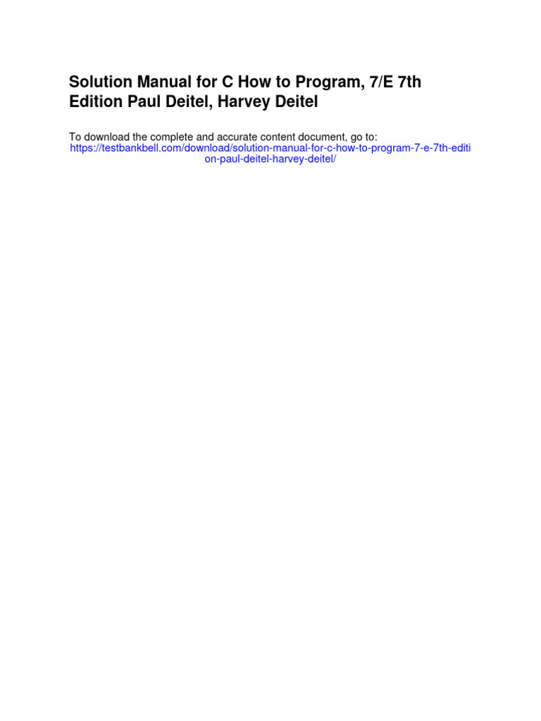Solution Manual For C How To Program 7 e 7th Edition Paul Deitel Harvey ...