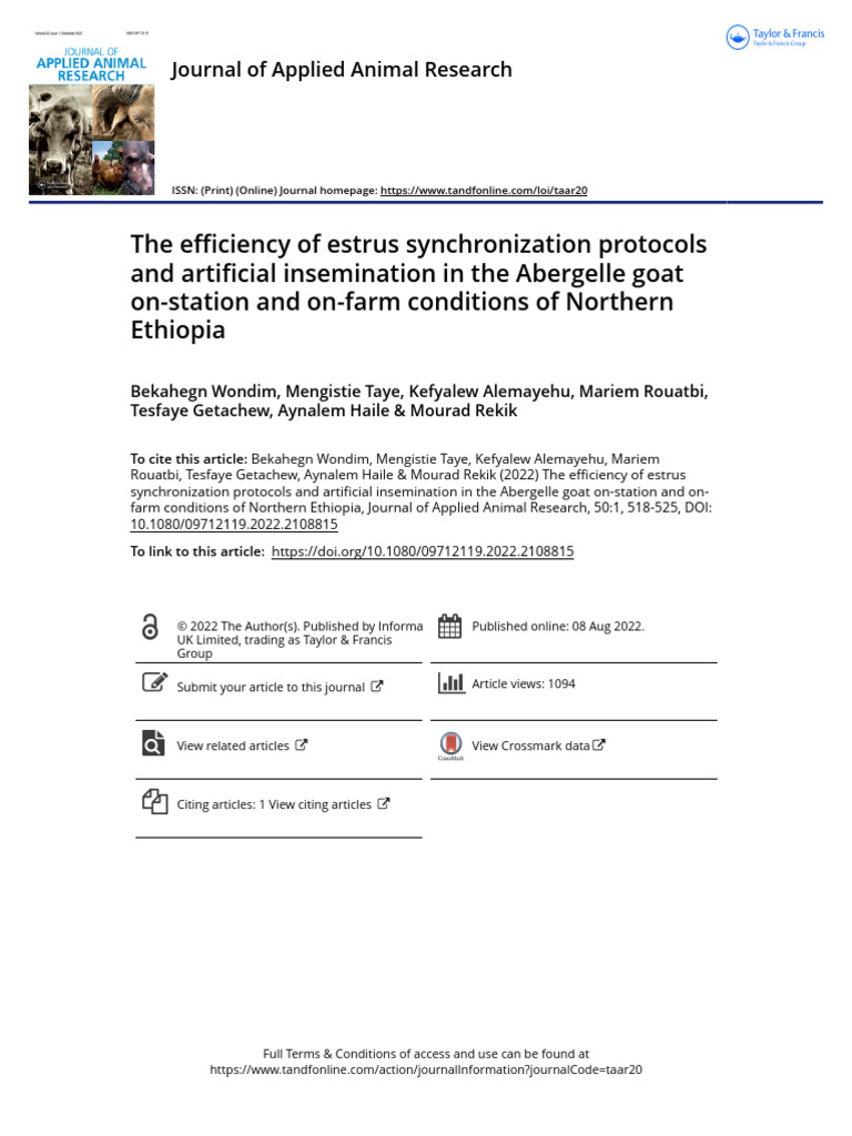 Estrus Synchronization in Abergelle Goats | PDF | Animal Sexuality