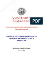 37 Estudio de Las Pruebas Diagnósticas en La Alergia Inmediata Selectiva A Amoxicilina Autor Francisco Javier Ruano Pérez