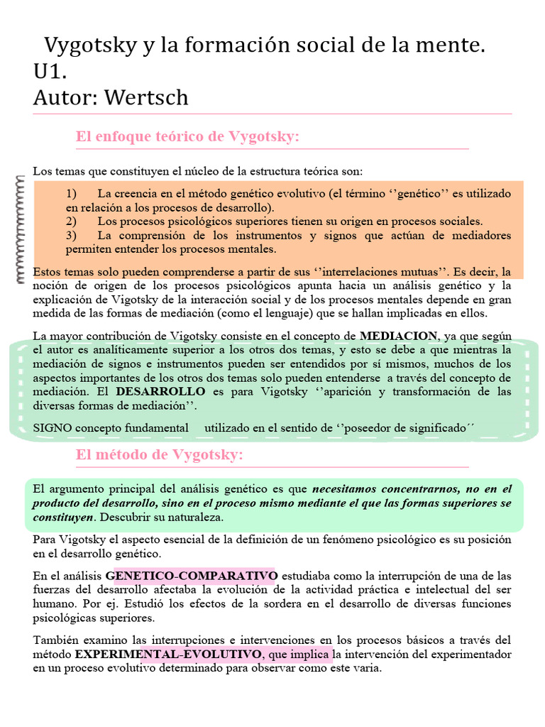 Resumido - Vigotsky y La Formación Social de La Mente | PDF | Sicología ...