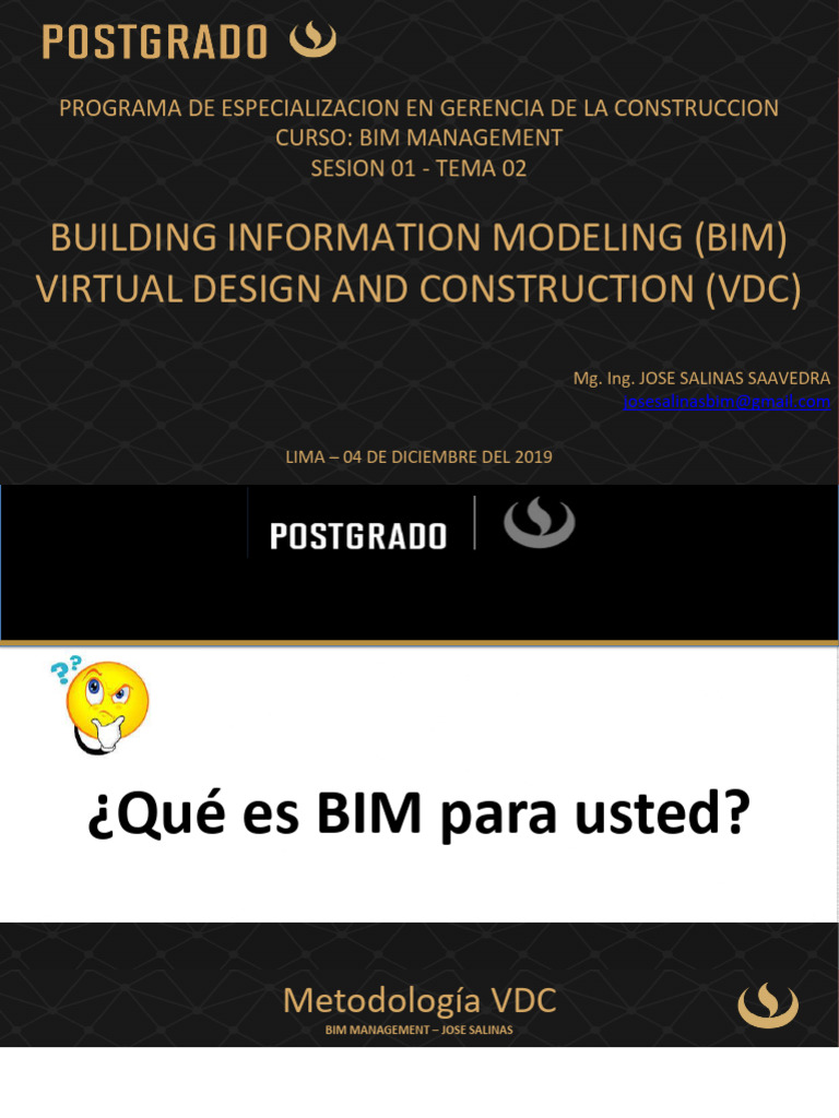 Sesion 01 Tema 02 Bim VDC | PDF | Modelado de información de ...