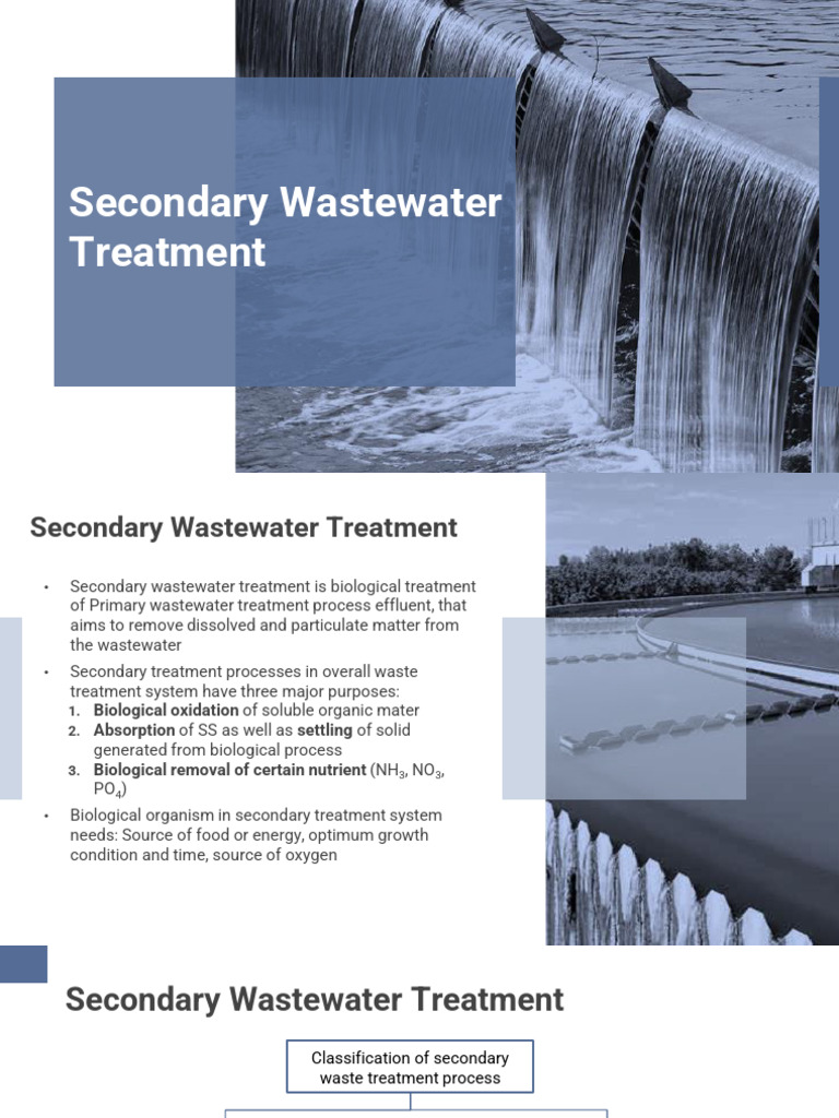 Secondary Treatment Presentation PDF Sewage Treatment Chemical