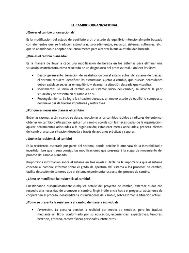 Qu es el cambio organizacional pdf aprendizaje gesti n del cambio