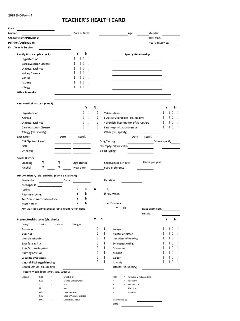 Health Examination Record PDF Dentures Cardiovascular Diseases