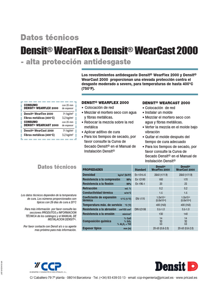 Densit Wearcast Flex2000 Es | PDF | Materiales de construcción | Química