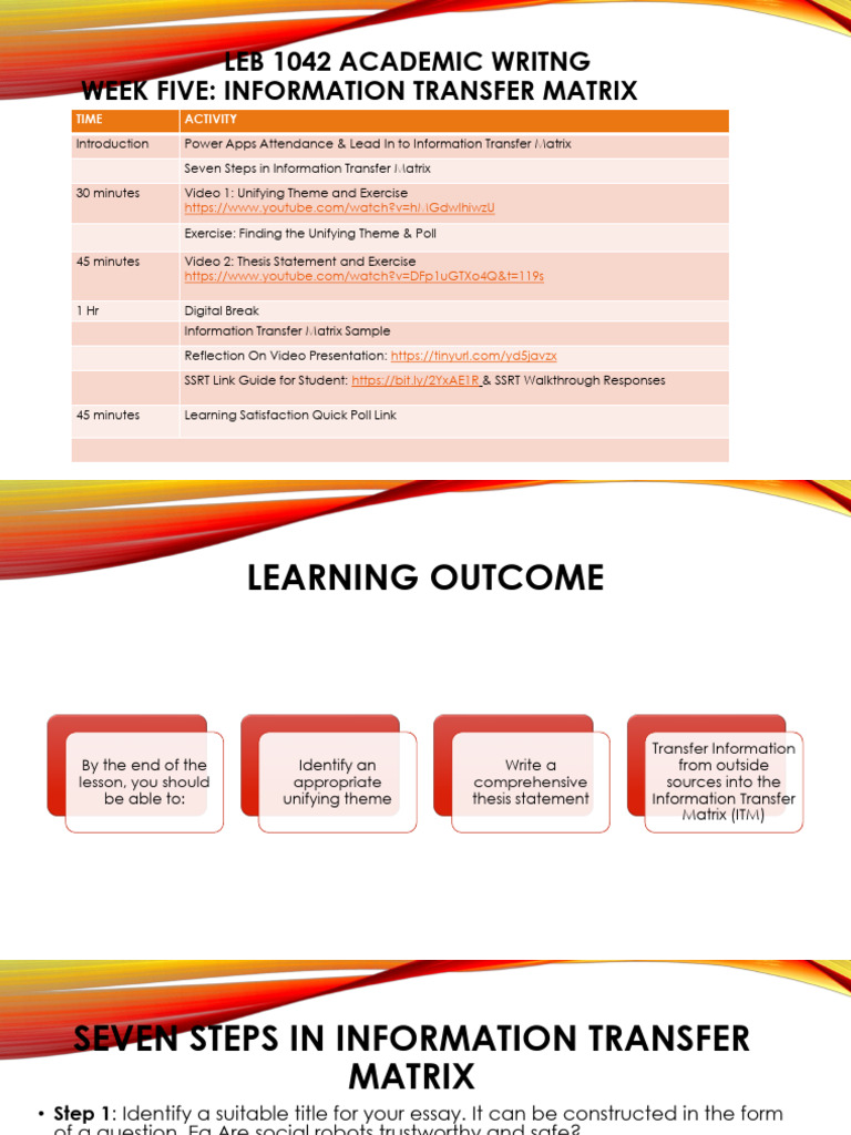 Information Transfer Matrix Guide | PDF | Essays | Information