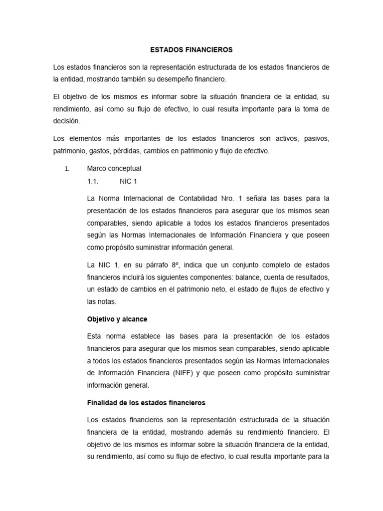 Informe sobre Estados Financieros | PDF | Estado financiero | Contabilidad