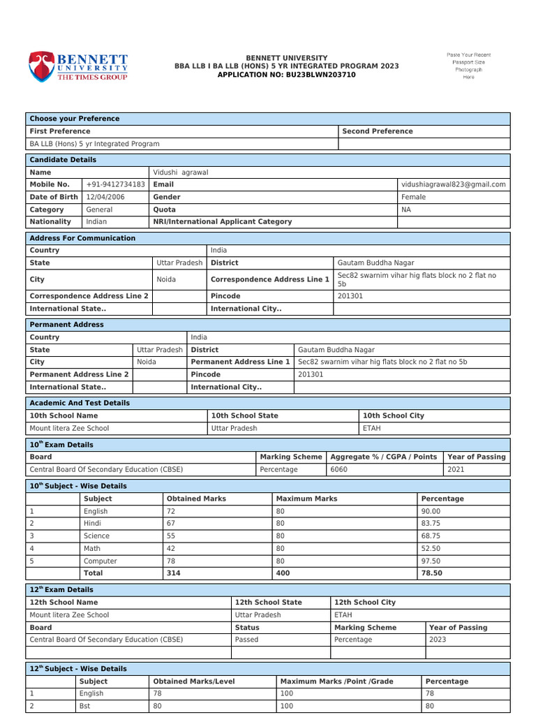 Application Form BU23BLWN203710 | PDF | Qualifications