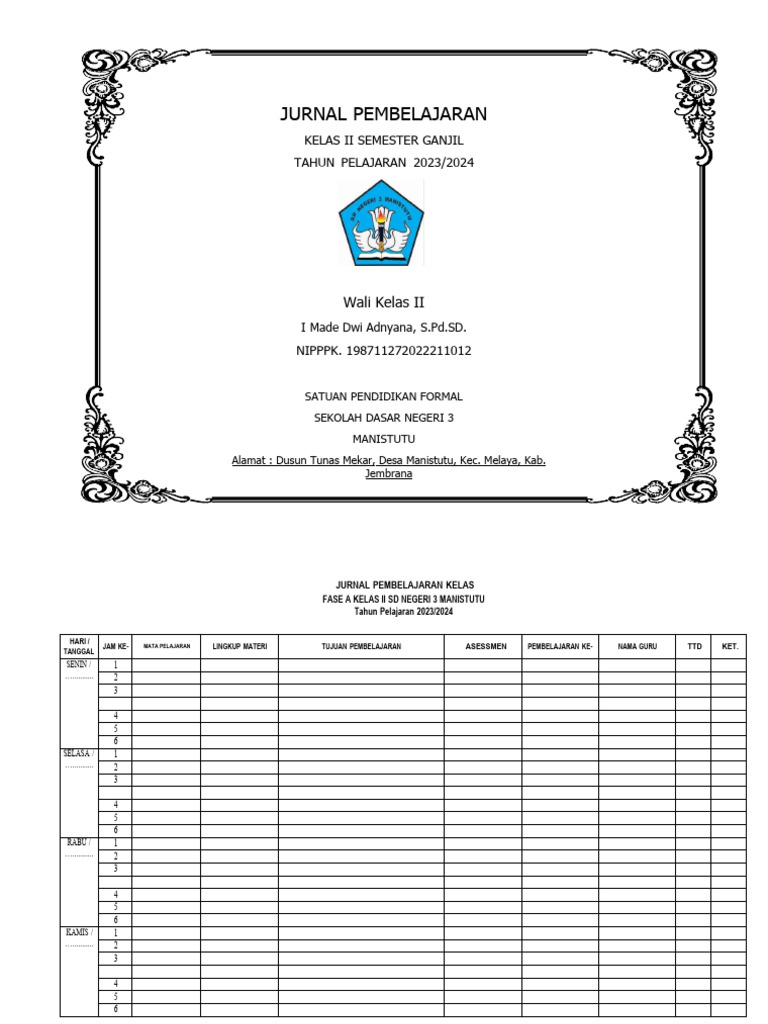Jurnal Pembelajaran Kelas 2 | PDF