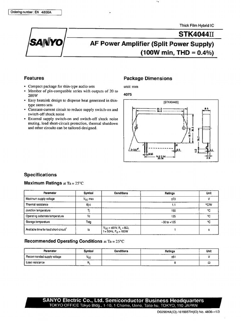 Datasheet STK4044 | PDF