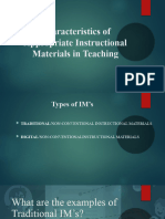 Characteristics of Appropriate IMs