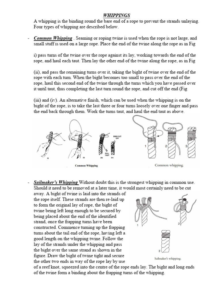 Types of Rope Whipping and Seizing | PDF | Rope | Manufactured Goods