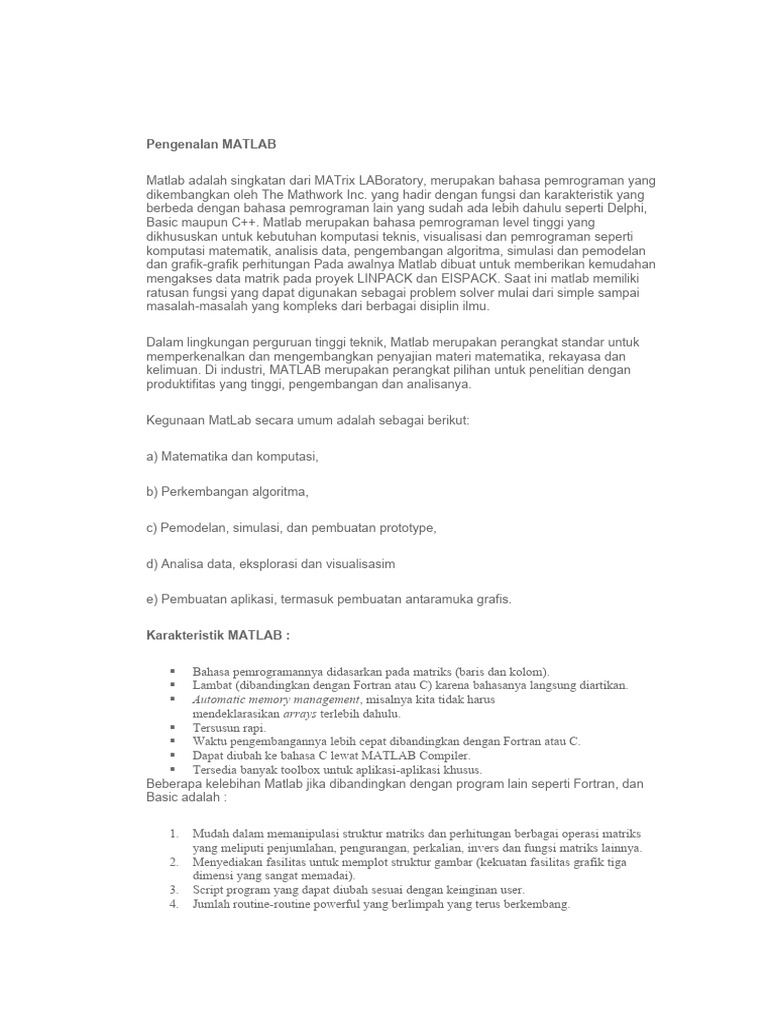Pengenalan Matlab Pdf