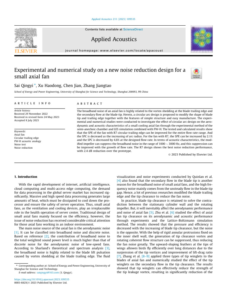 Experimental and Numerical Study On A New Noise Reduction Design For A ...