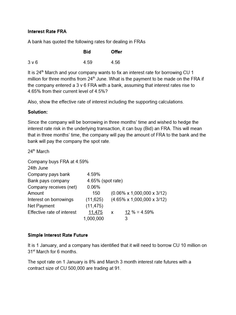 Special Class Managing Interest Rate Risks Pdf Futures Contract