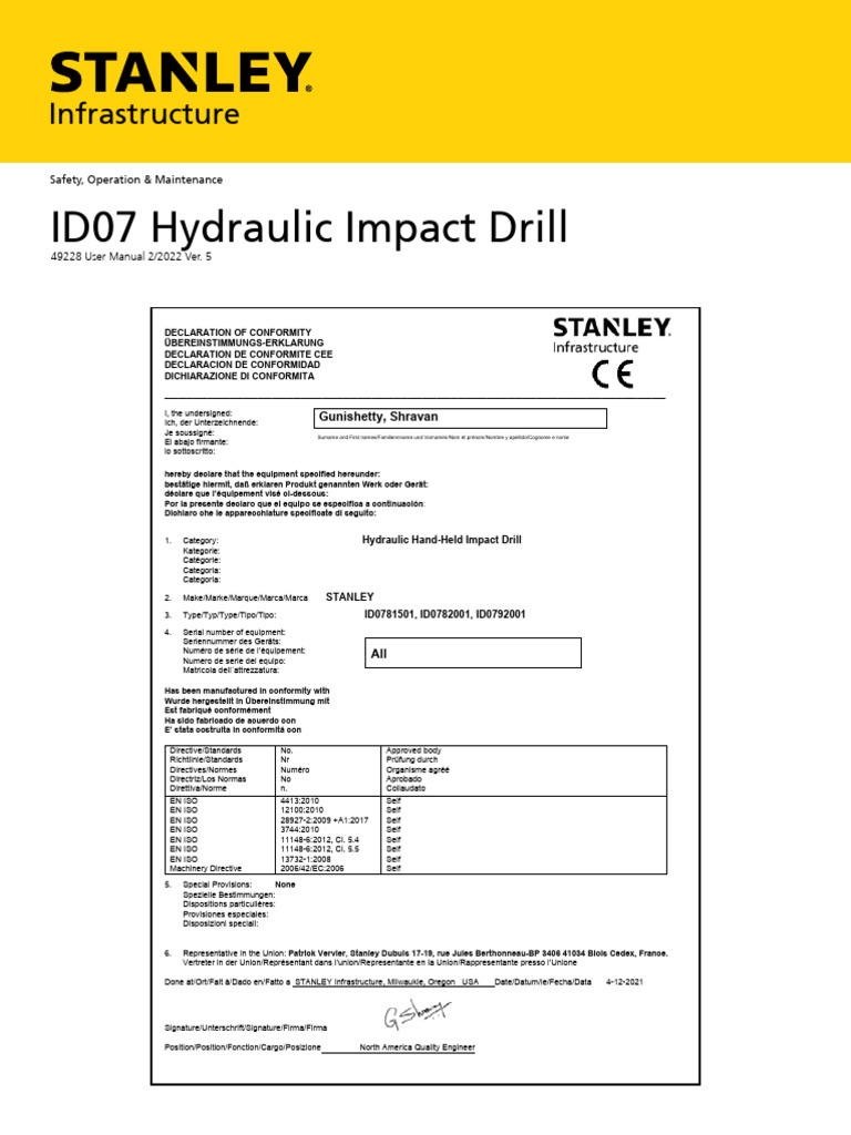 Stanley Id07 Impact Drill Wrench User Manual 2 22 Ver 5 | PDF ...