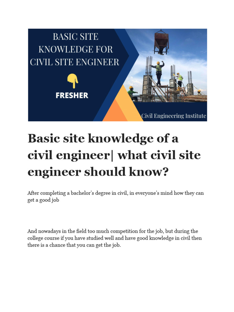 CIVIL SITE ENGINEER BASIC KNOWLEDGE PDF IN HINDI intelligence overview