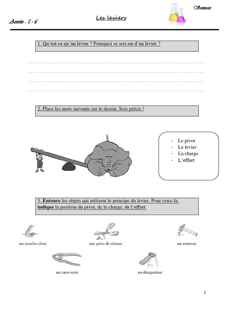 Les Leviers Principes Et Exercices PDF Levier m canique 