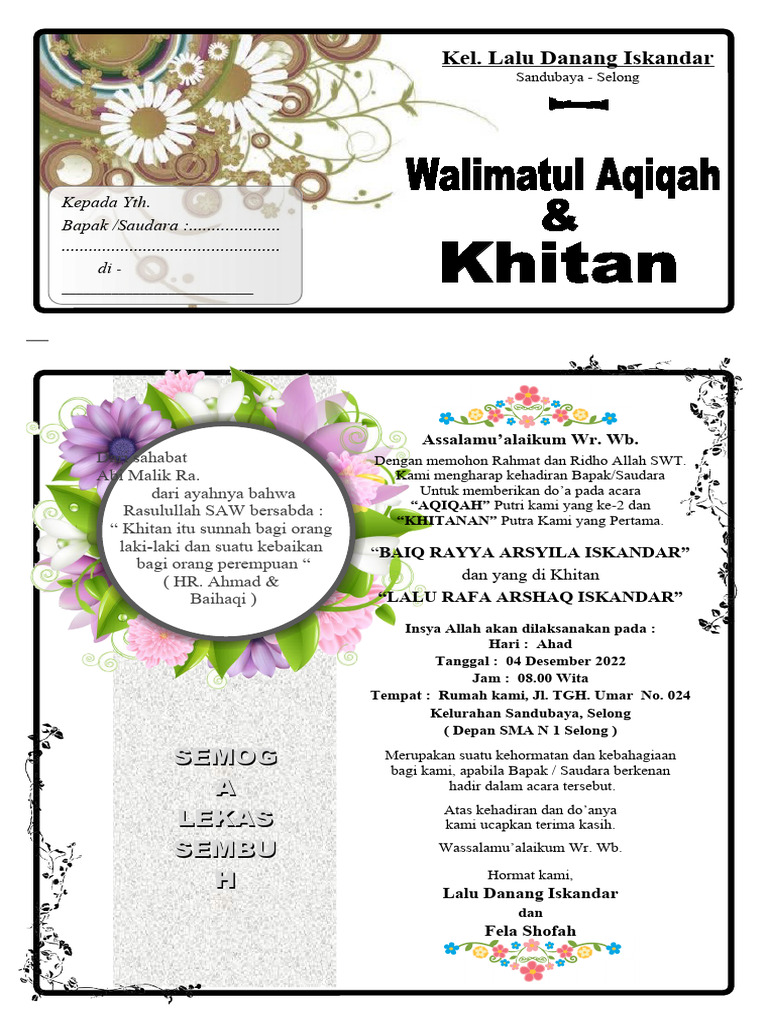 Contoh Undangan Walimatul Khitan 23 | PDF