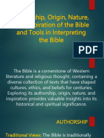 Topic 3 - Authorship, Origin, Nature and Inspiration of The Bible and Tools in Interpreting The Scripture