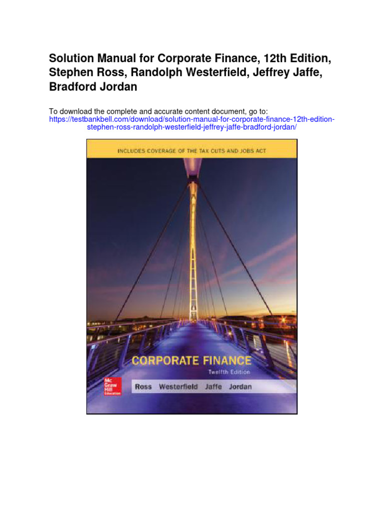 Solution Manual For Corporate Finance 12th Edition Stephen Ross