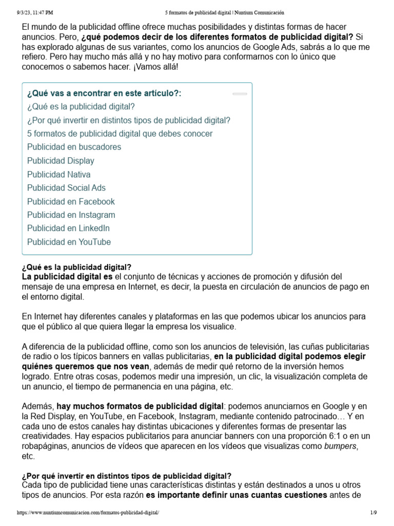 5 Formatos de Publicidad Digital | PDF | Publicidad online | Publicidad