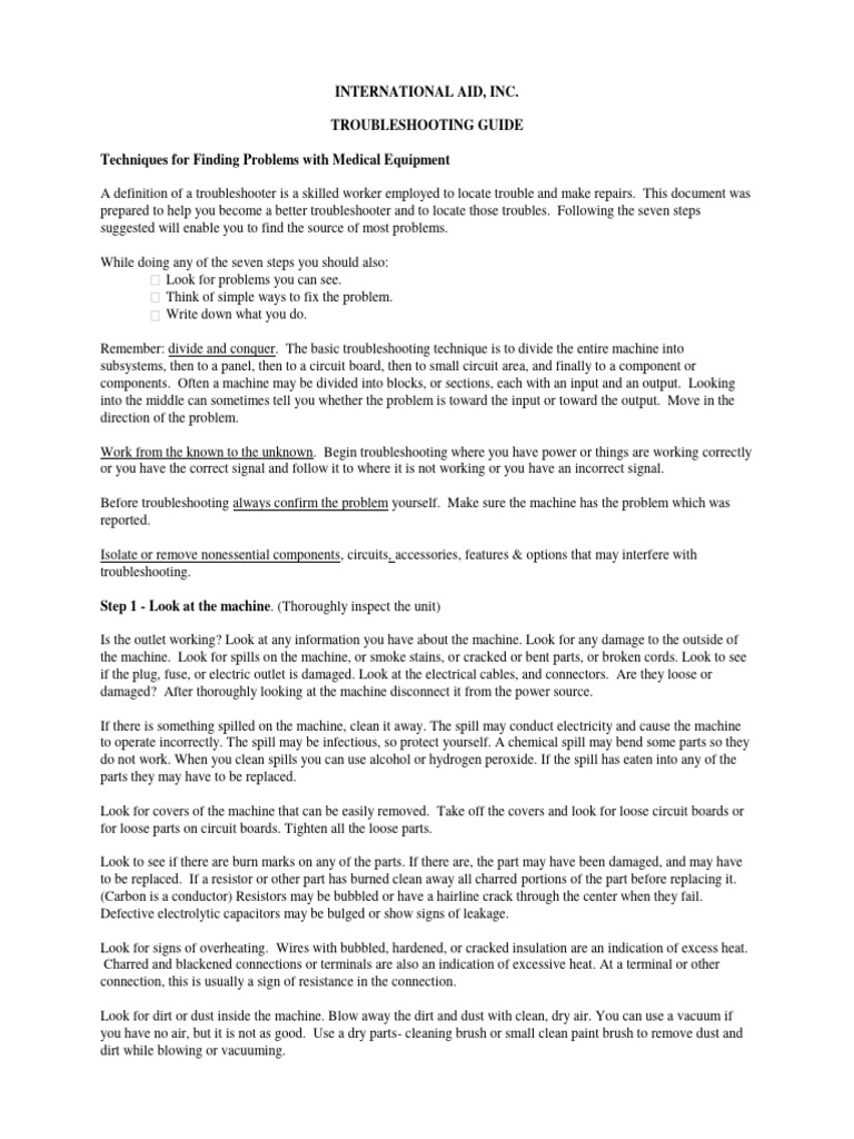 Handout03c Troubleshooting Guide3a | PDF | Electrical Network ...