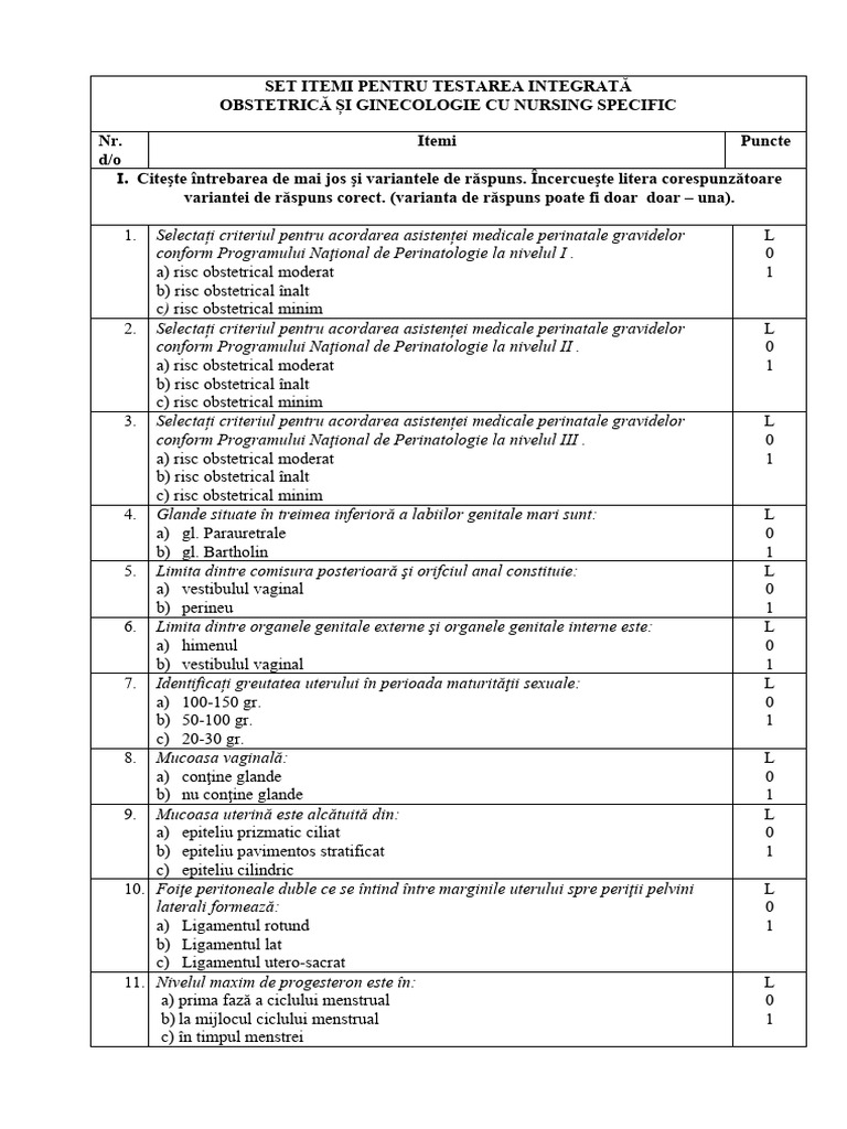 Itemi Obstetrica Și Ginecologia | PDF