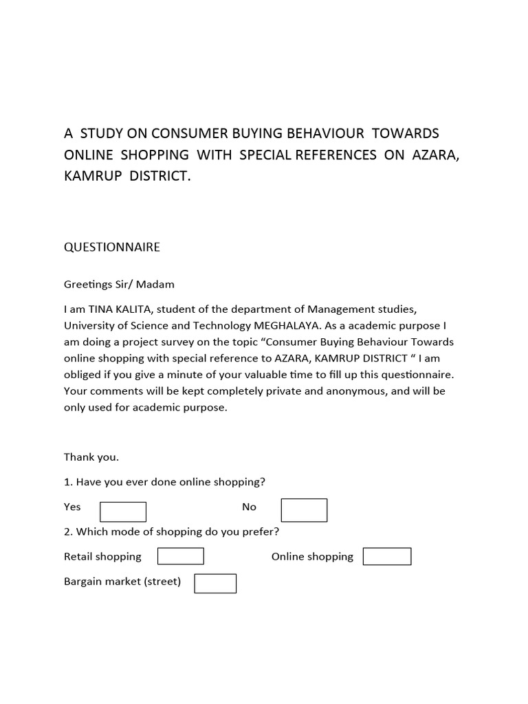 A Study On Consumer Buying Behaviour Towards Online Shopping With ...