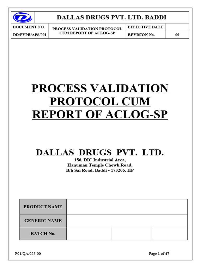 ACLOG-SP Process Validation Report | PDF | Quality Assurance ...