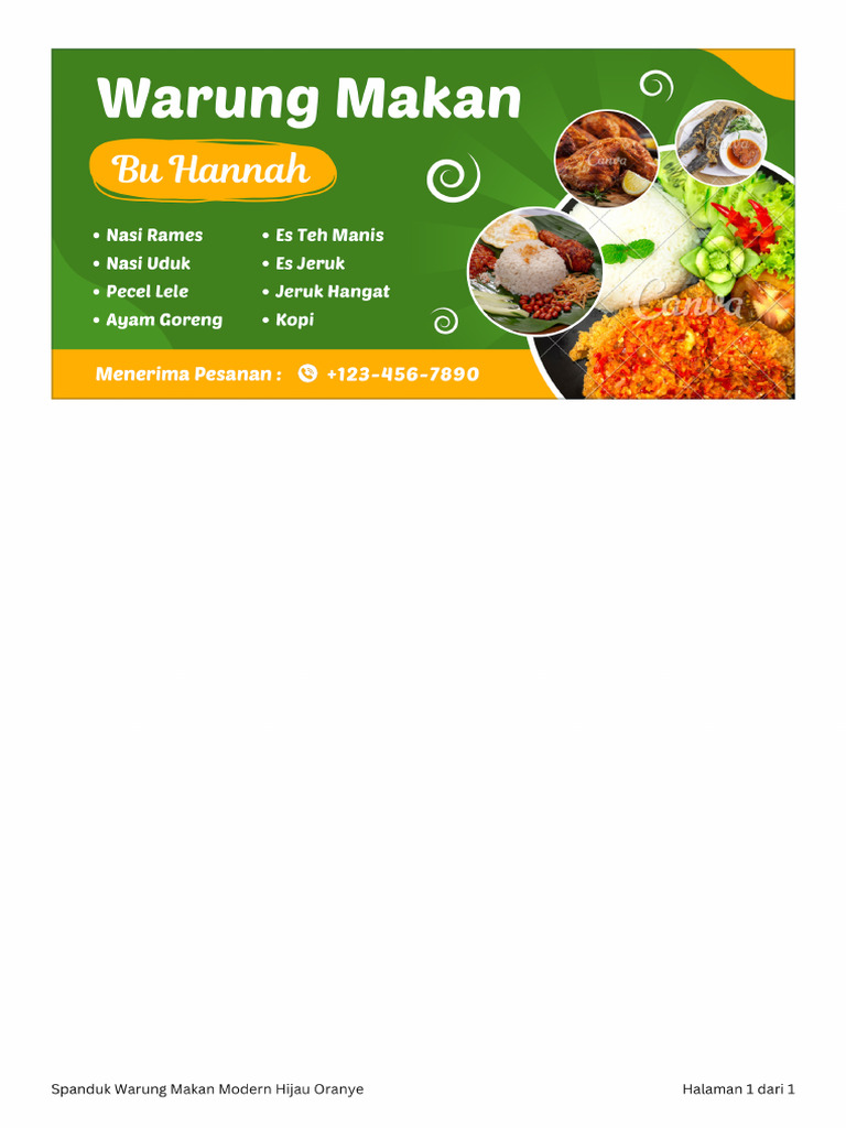 Spanduk Warung Makan Modern Hijau Oranye Pdf