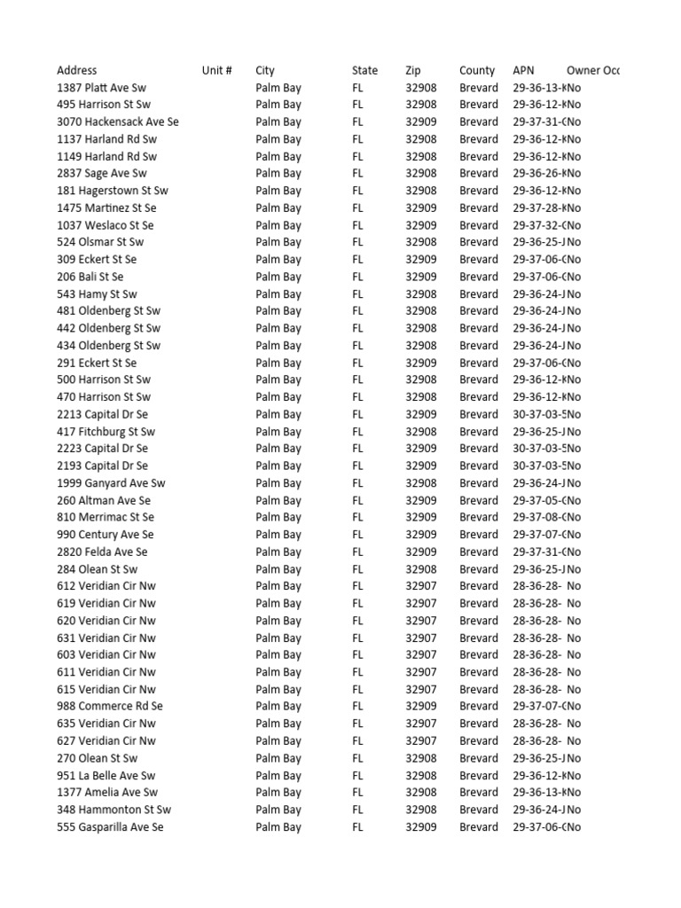 Property Export Palm+Bay+Cash+buyer+Feb+1+-+April+21 | PDF