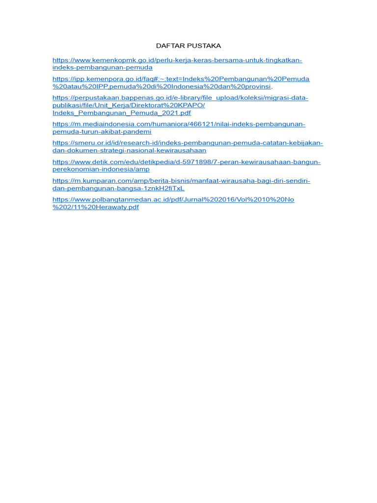 Daftar Pustaka Essai RaBraw Lapangan Dan Kesempatan Kerja | PDF