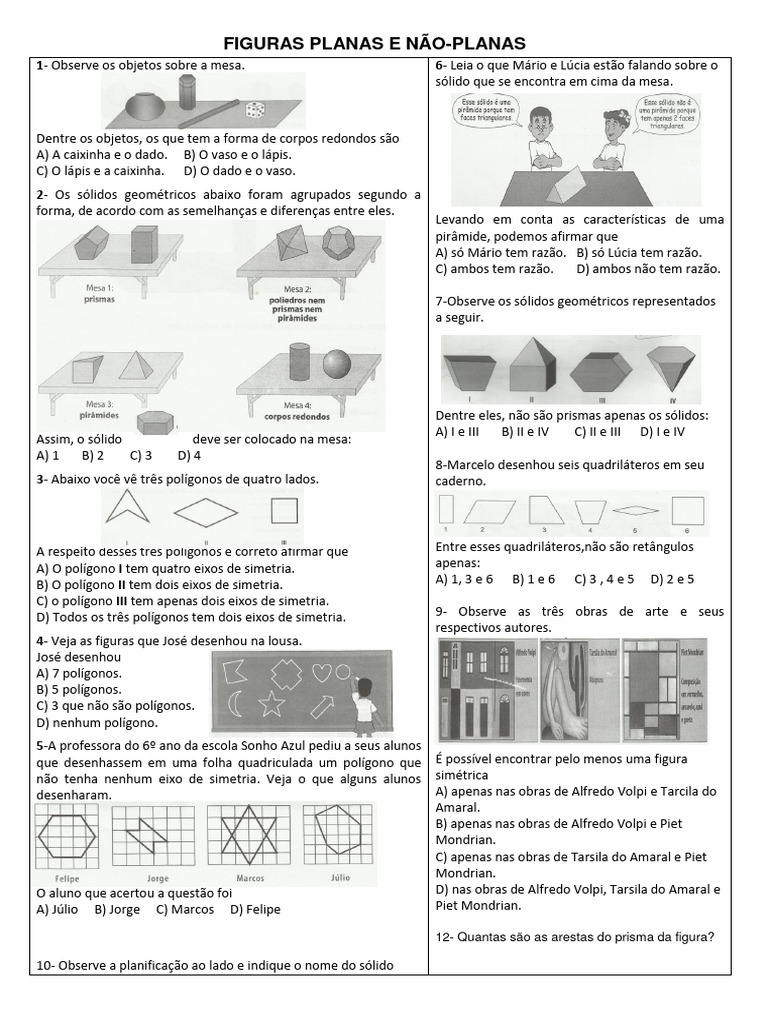 Figuras Geométricas: Planas e Não Planas | PDF | Vértice (Geometria ...