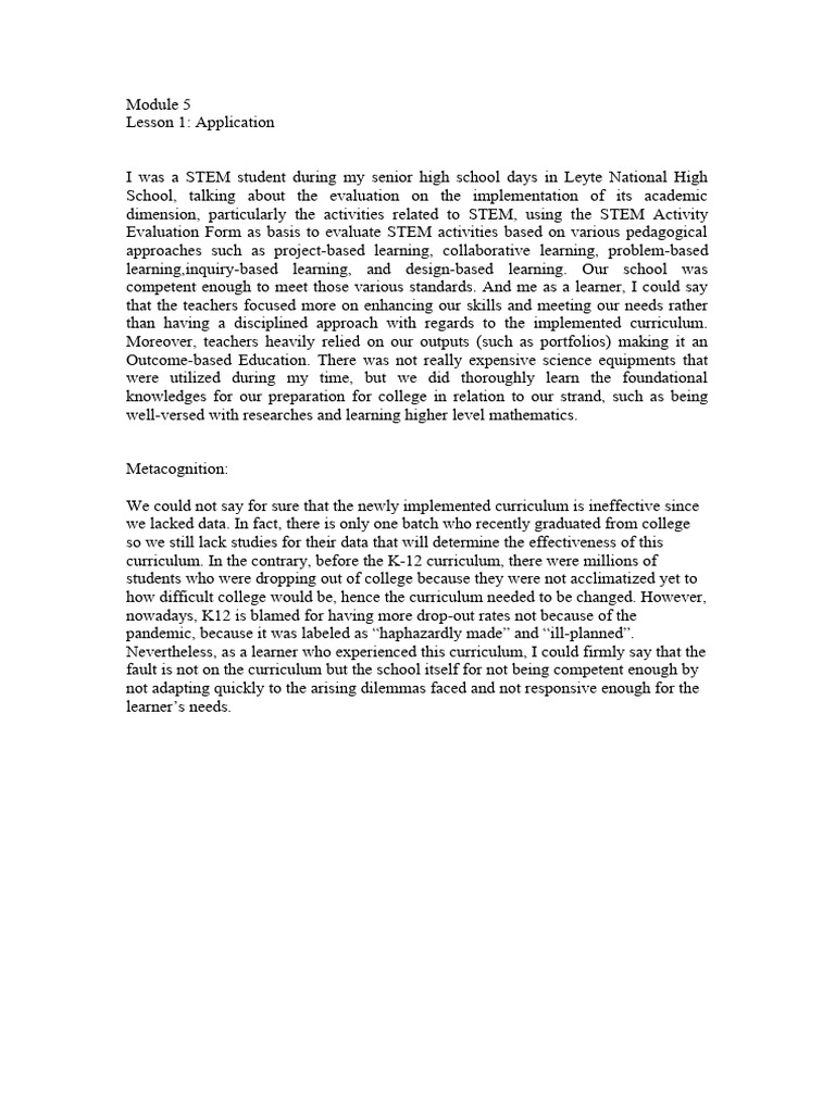 Module 5 Answers | PDF | Curriculum | Learning