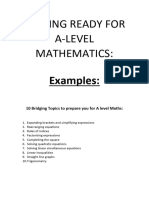 Maths Transition Pack Examples