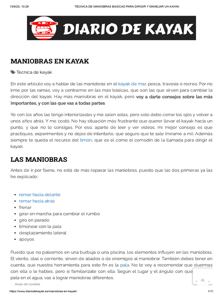 TÉCNICA DE MANIOBRAS BASICAS PARA DIRIGIR Y MANEJAR UN KAYAK | PDF ...