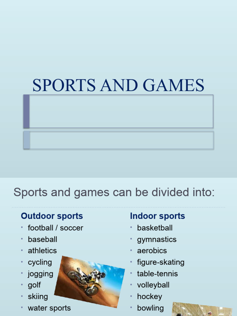Types of Sports and Games Explained | PDF | Sports | Entertainment