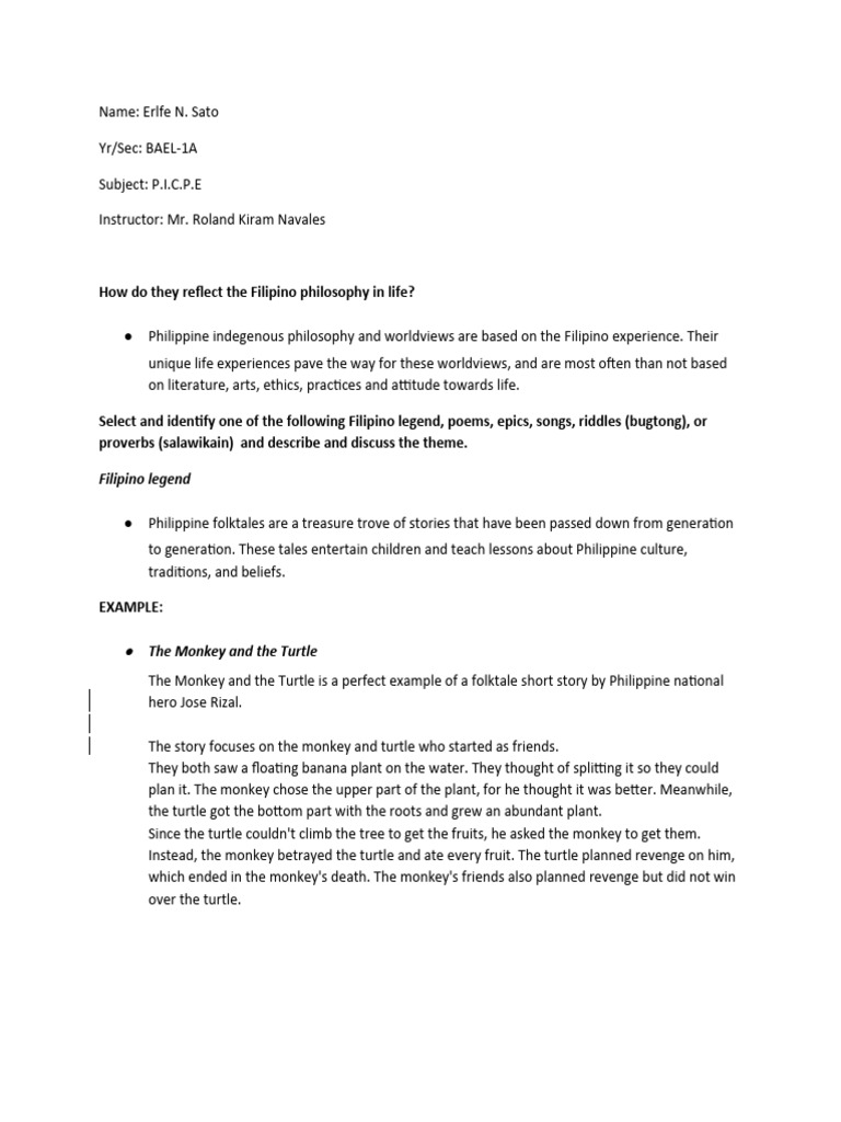 Filipino Philosophy Of Time Example
