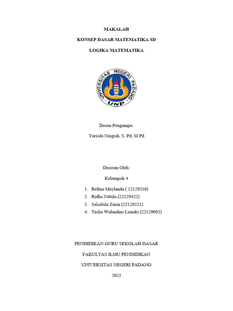 Konsep Dasar Logika Matematika SD | PDF