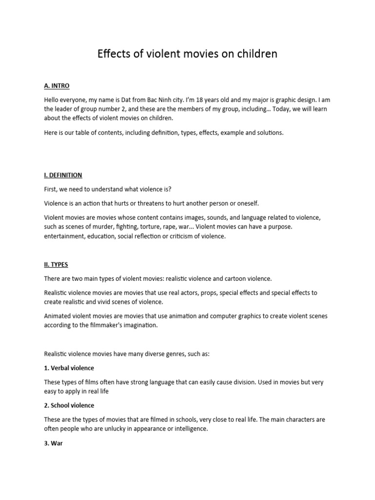 Impact of Violent Movies on Children | PDF | Social Psychology ...