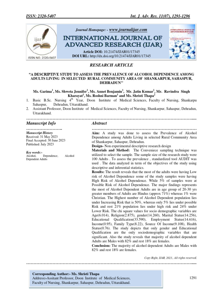 Journal Homepage Manuscript History PDF Ethanol Alcoholic