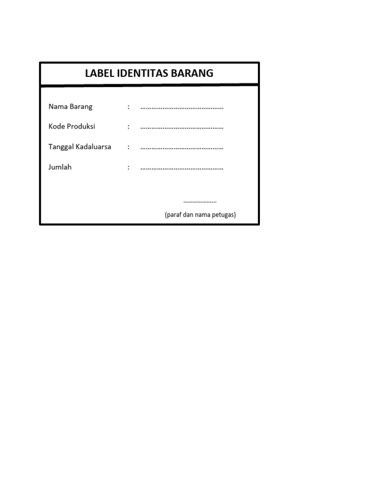 Contoh Label Identitas Barang | PDF | Komputer