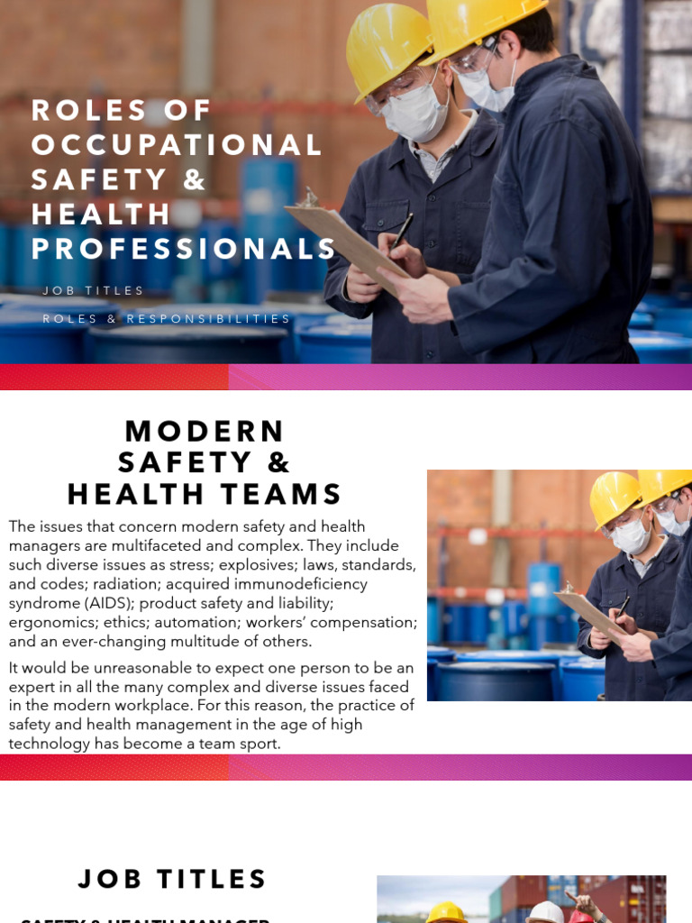 Roles of Occupational Safety Professionals | PDF | Occupational Safety ...