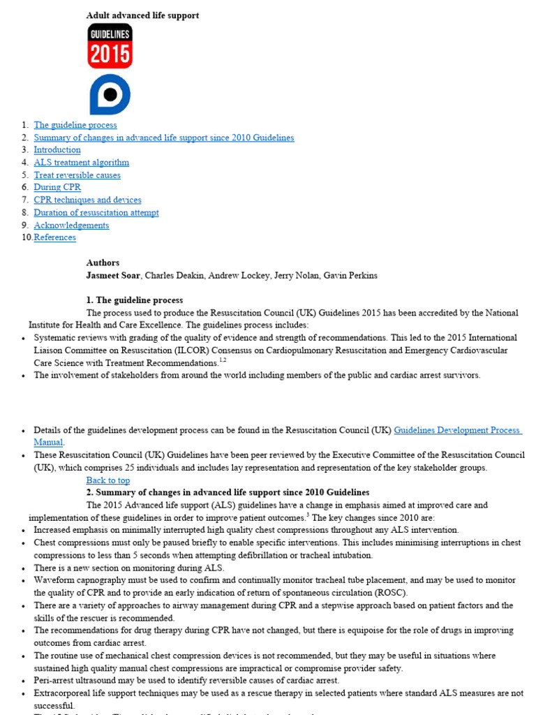 2020 ILCOR ALS Guidelines Overview | PDF | Cardiopulmonary ...