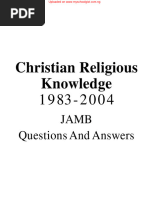 Christian Religious Knowledge: Jamb Questions and Answers